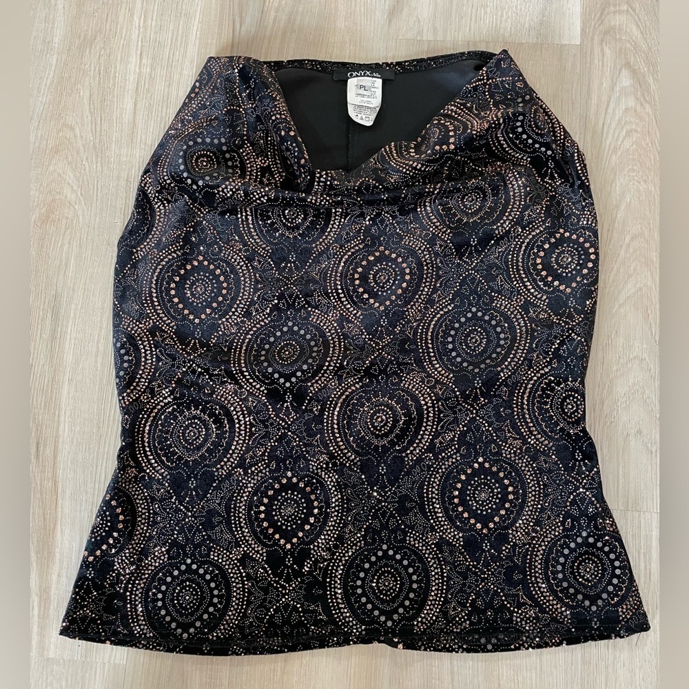 Super Sparkly ONYX NITE Black & Bronze Scoop Neck Top. - Picture 3 of 10